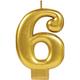 Gold Number 6 Birthday Candle